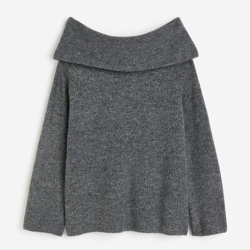 NEW H&M Rib Knit Off the Shoulder Sweater